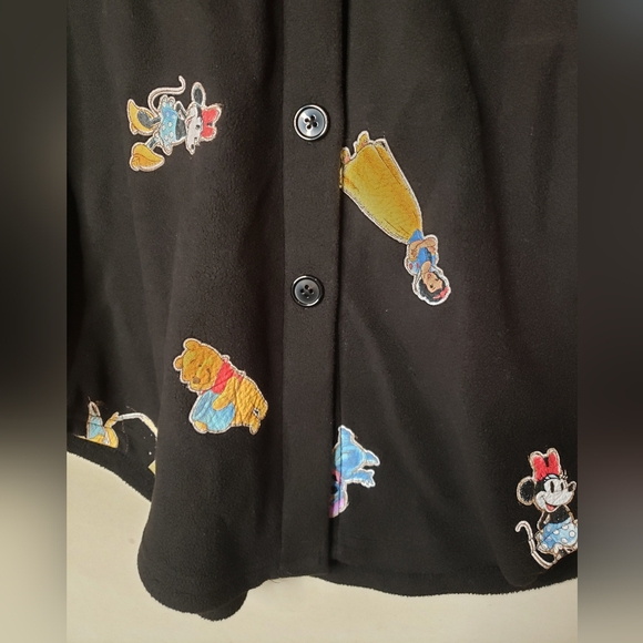 Disney 100 Years Celebration Print Juniors Black Shacket Button Down Size L - Picture 5 of 6